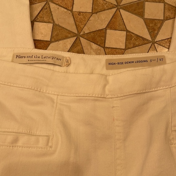 Anthropologie Pilcro 27 High-Rise Denim Leggings White Cropped Side Zip Closure - Picture 3 of 10